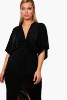 Thumbnail for your product : boohoo Plus Knot Front Slinky Dress