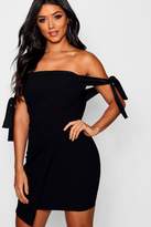 Thumbnail for your product : boohoo Tia Off Shoulder Button Detail Wrap Dress