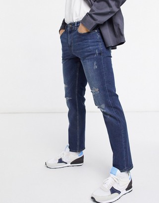New Look slim jeans with rips in mid blue