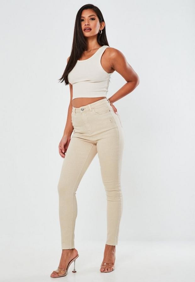 cream jeans skinny