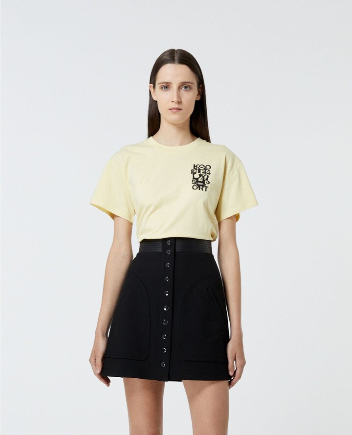 The Kooples Yellow cotton T-shirt with embroidered logo - ShopStyle Shirts
