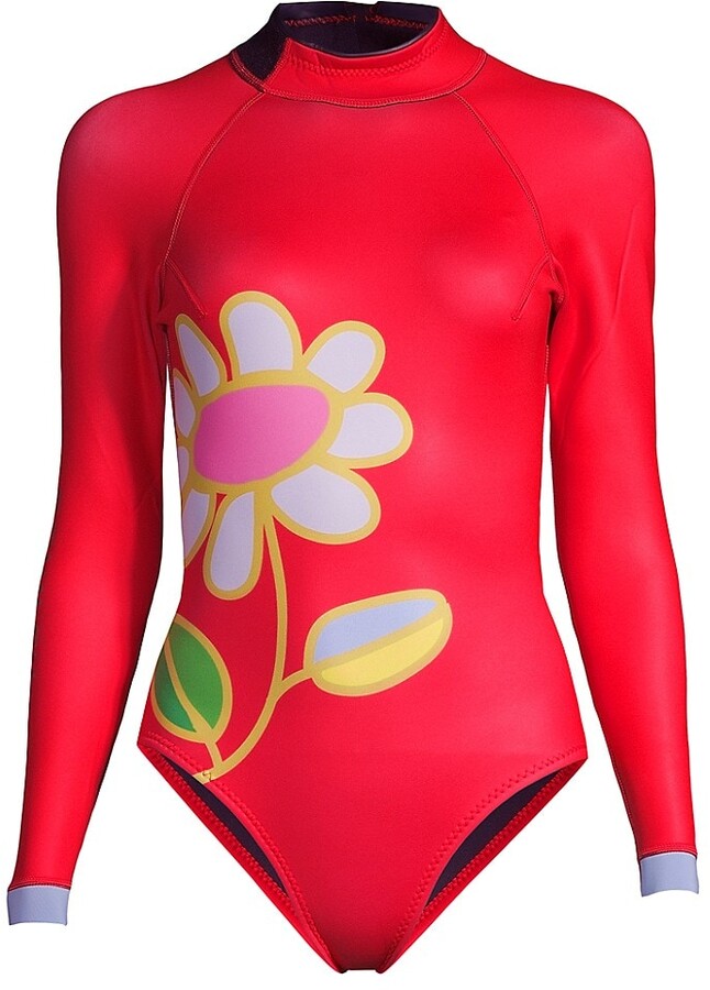 Cynthia Rowley Flower LongSleeve Wetsuit ShopStyle Tops