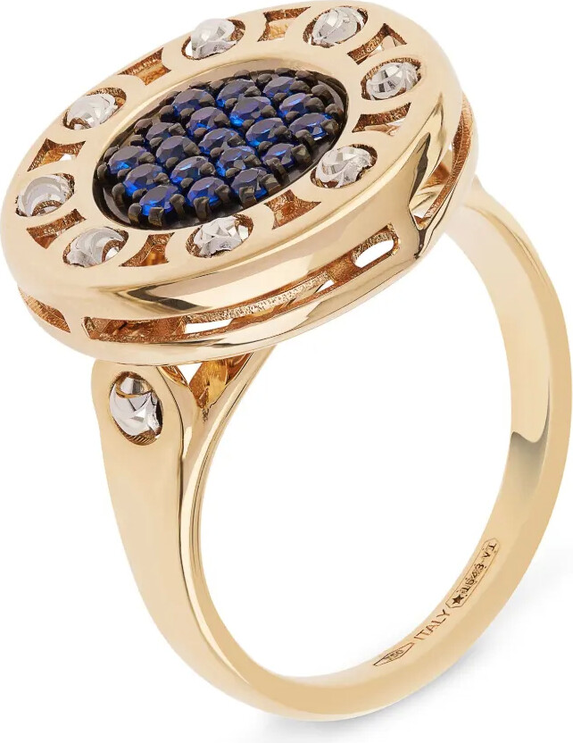 Officina Bernardi 18kt yellow and white gold small SenzaTempo sapphire ring