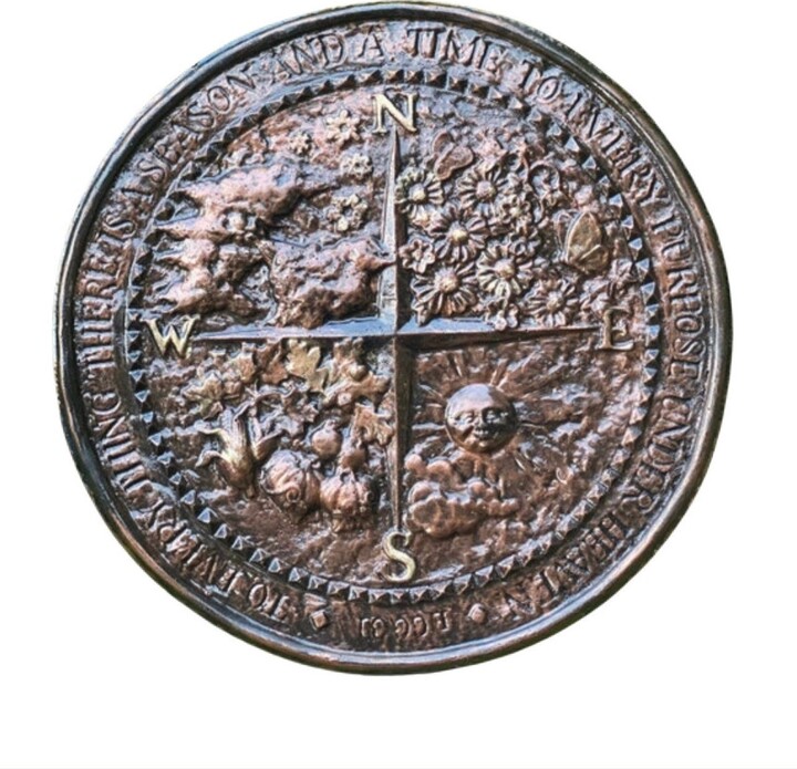 Etsy Four Seasons Compass Stepping Stone, 11"x1.25", Path Stone With Sun, Moon, Nature Symbols, Spiritual Garden Decor For Grounding & Direction