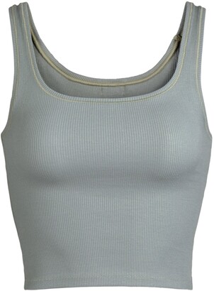 SKIMS Ribbed cotton-blend jersey tank - Soot