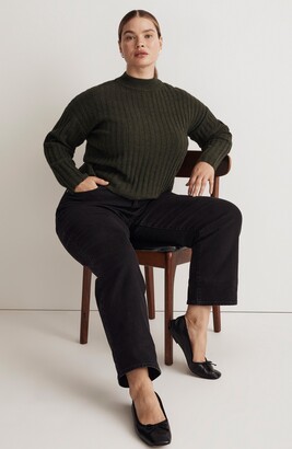 Madewell Levi Rib Mock Neck Wool Blend Crop Pullover Sweater