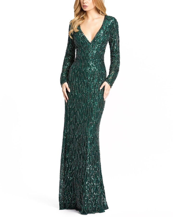 Mac Duggal Long Sleeve Column Gown ShopStyle Evening Dresses