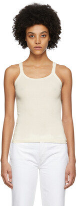 RE/DONE Off-White Ribbed Tank Top