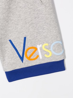 Versace TEEN logo track shorts