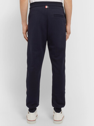 Thom Browne Tapered Grosgrain-Trimmed Loopback Cotton-Jersey Sweatpants