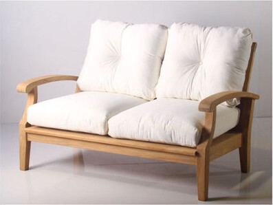 Rosecliff Heights Lowery Teak Loveseat with Sunbrella Cushions