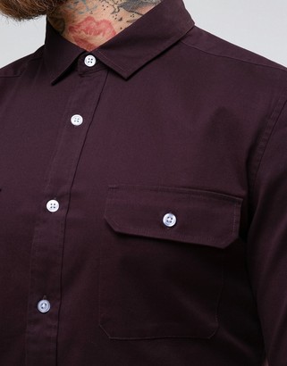 ASOS Skinny Military Shirt Twill With Long Sleeves In Rust