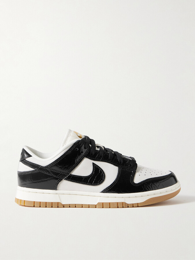Nike Dunk Low Croc-effect Leather And Suede Sneakers - Black