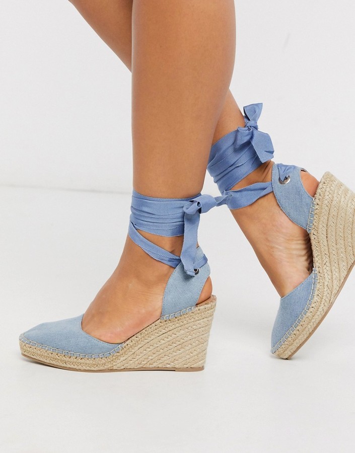 blue jean wedge sneakers