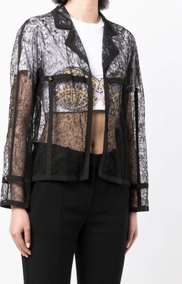 Chanel Pre Owned 1994 Logo-Embroidered Lace Jacket