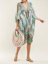 Thumbnail for your product : Camilla V Neck Printed Silk Chiffon Kimono Dress - Womens - Black Green