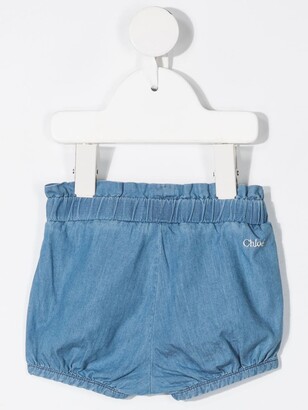 Chloé Children Bow-Detail Denim Shorts