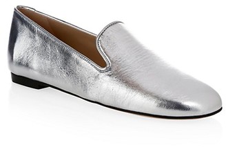 stuart weitzman silver loafers