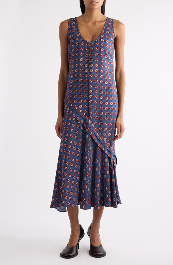 Dries Van Noten Dommy Tie Print Crepe Midi Dress