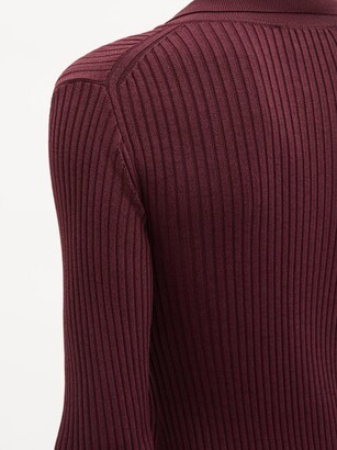STAUD Napa Buttoned Ribbed-knit Dress - Burgundy