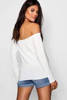 Thumbnail for your product : boohoo Maternity Shelly Off The Shoulder Ribbed Top