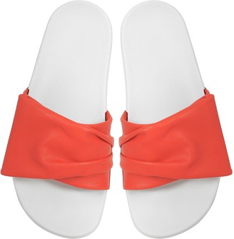 Clergerie Wendy Blood Orange Leather Slide Sandals w/White Sole
