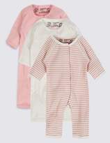Thumbnail for your product : Marks and Spencer 3 Pack Premature Pure Cotton Sleepsuits