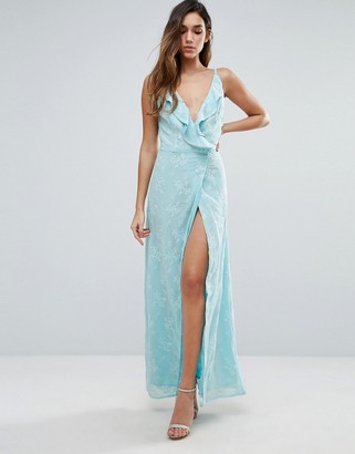 Jarlo Wrap Front Maxi Dress With Ruffle Detail