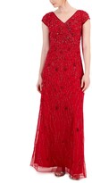 Thumbnail for your product : J Kara Women's Embellished V-Neck Cap-Sleeve Gown