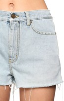 Thumbnail for your product : Saint Laurent Cotton Denim Shorts W/raw Cut Hem