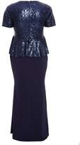 Thumbnail for your product : Quiz Curve Navy Sequin Peplum Maxi Dress