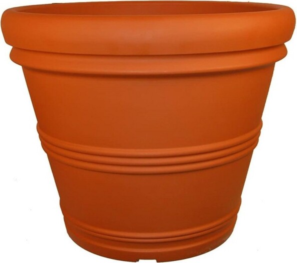 Tusco Products TuscoProductsPlasticRolledRimPlanter,Terracotta,24.5in