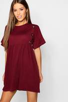 Thumbnail for your product : boohoo Petite Mock Horn Button Smock Dress