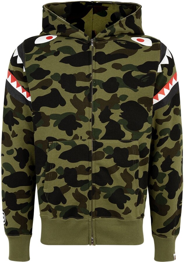 YYG Men Sport Hooded Zip-Up Stylish Drawstring Camo Print Sweatshirt Jacket 