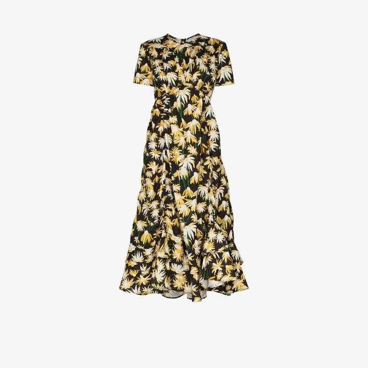 daisy print midi dress