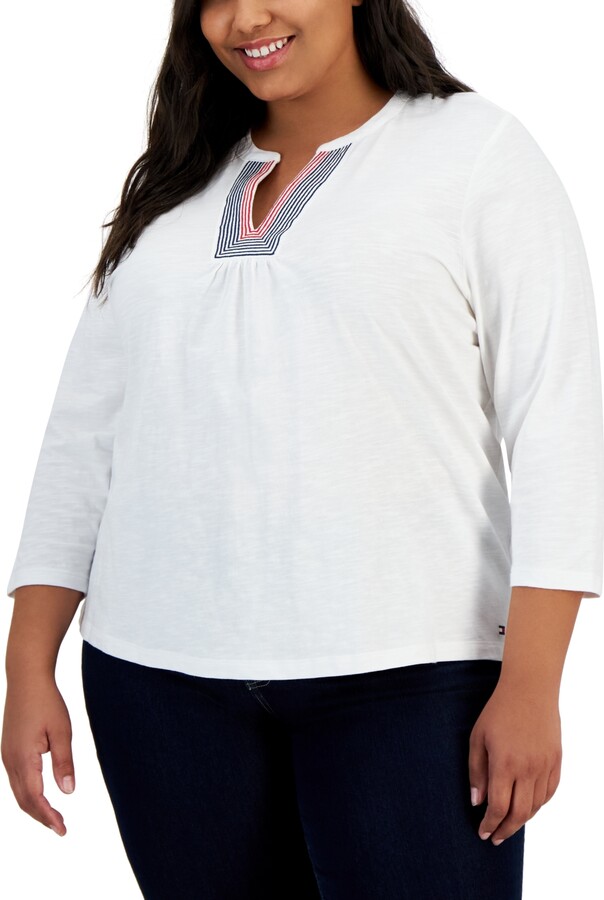 Tommy Hilfiger Women's White Plus Size Tops | ShopStyle