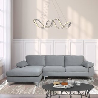 Mercer41 Neelam 103.5" Wide Velvet Left Hand Facing Sofa & Chaise Fabric:  Light Gray - ShopStyle Sectionals