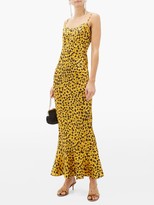 Thumbnail for your product : Saloni Mimi B Leopard-print Fluted-hem Silk Slip Dress - Leopard