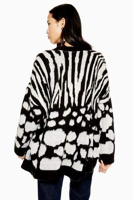 Topshop Zebra Print Mix Design Cardigan