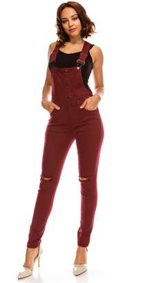 TwiinSisters Women's Destroyed Stretch Twill Browyn Overalls Size Small to Multi Styles (