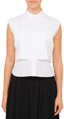 Tome Cotton Sleeveless Shirt With Pleat Front