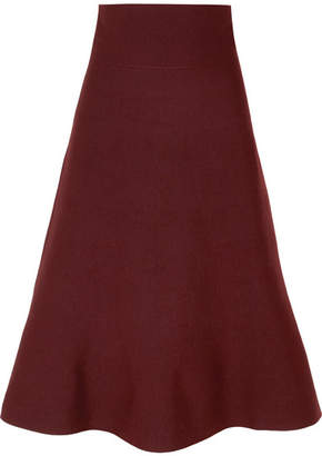 Agnona Merino Wool-blend Midi Skirt - Burgundy