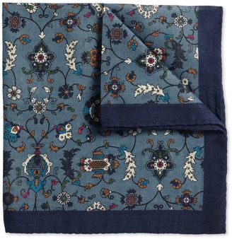 Charles Tyrwhitt Blue Wool Floral Italian Luxury Pocket Square