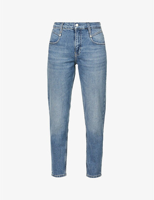 Calvin Klein Tapered-leg high-rise stretch-denim jeans