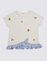 Thumbnail for your product : Marks and Spencer Pure Cotton Sequin Frill Hem Top (3-16 Years)