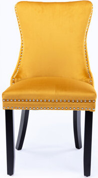 Hokku Designs Of 2 Upholstered Dining Chairs Golden Color Velvet Material Solid Wood Legs Mid-Century Modern Design Comfortable  Sw8809gl Velvet Luxurious