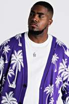 Thumbnail for your product : boohoo Big & Tall All Over Palm Print Knitted Cardigan