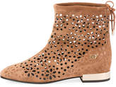 Thumbnail for your product : Roger Vivier Floral-Perforated Suede Flat Booties