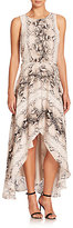 Thumbnail for your product : Haute Hippie Cutout-Back Python-Print Silk Hi-Lo Dress