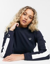 Thumbnail for your product : Fred Perry crew neck sweatshirt dress with long sleeves in navy